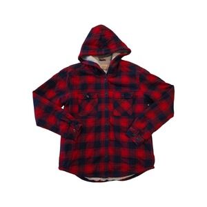 Boston Traders Plaid Shacket Sherpa Lined Hooded Flannel Jacket Women's S